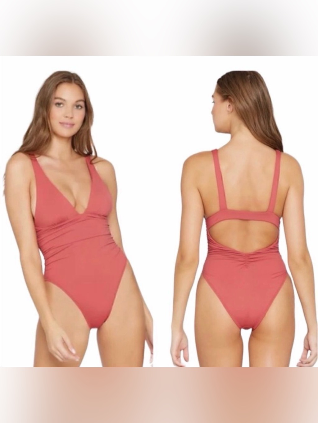 L*Space Sydney Ruched One-Piece Swimsuit In Brick Size 6 Nwt Bathing Suit
